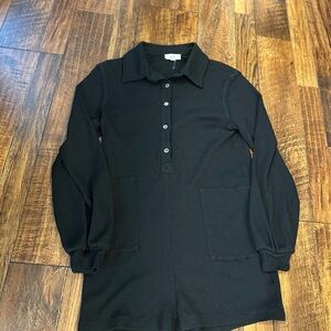 Black Long Sleeve Button-Up Romper